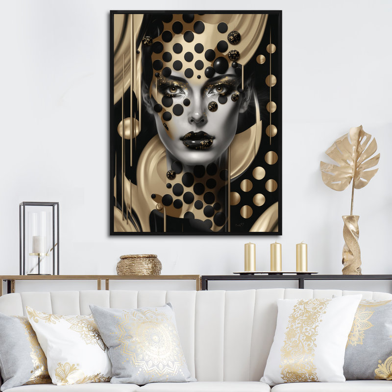 Impression sur toile «Transcendant Femelle Potrait I - Modern Woman», L 24 po x H 32 po, Cadre flottant noir