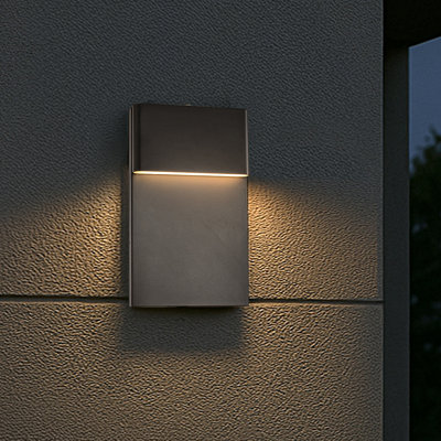 1-Light In Modern Simple Sqaure 10W/13W Integrated Led Outdoor Wall Sconce With Dusk To Dawn Sensor In Matte Black For Porch Patio