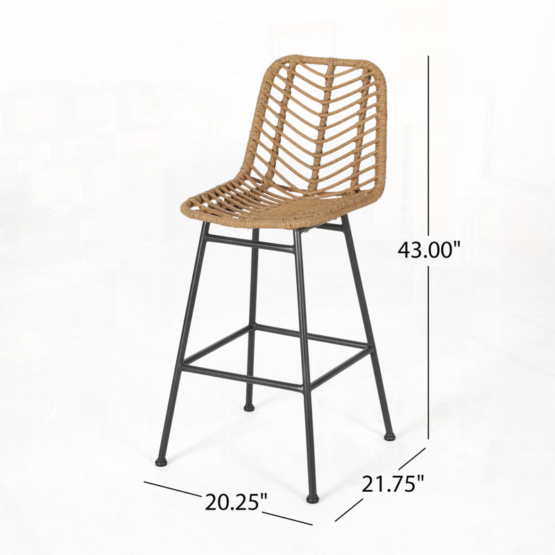 Outdoor Wicker Barstools, Light Brown