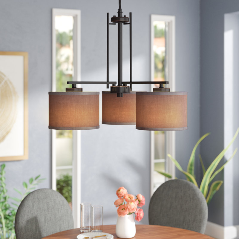 Lustre classique/traditionnel ombré 3 lumières Juhasz, Gris, Bronze