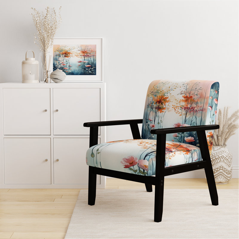 Chaise d'appoint Forest - fauteuil Delicate Spring Forest Blooms II, Black Square Arms