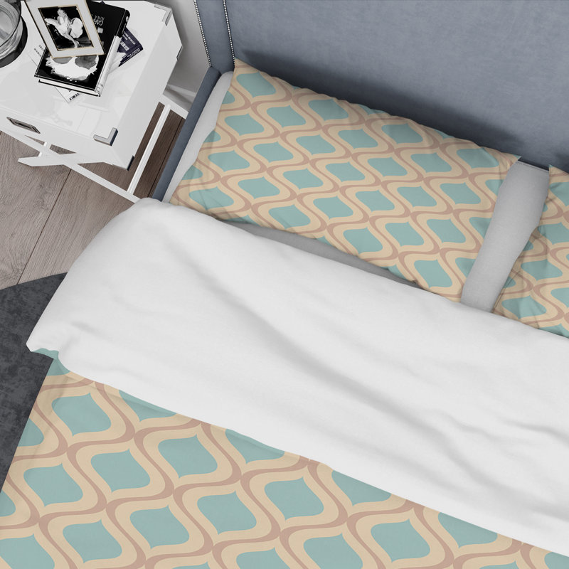 Ensemble de housse de couette abstraite en v mid-century abstract, Housse de couette très grand + 2 taies décoratives