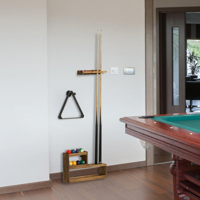 MyGift Wood Pool Cue Rack