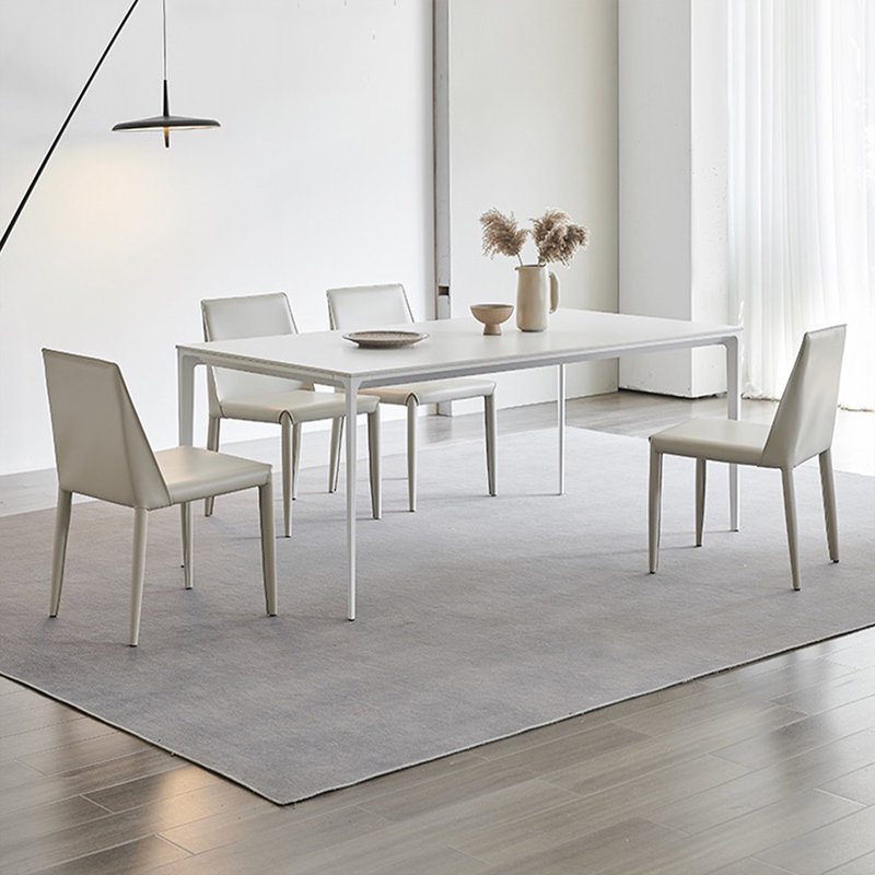 White Sintered Stone Tabletop Dining Table, 29.53" H x 62.99" L x 31.5" W