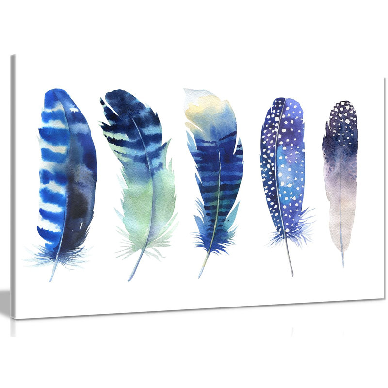 Feathers Boho - Wrapped Canvas Print, 20cm H x 31cm W