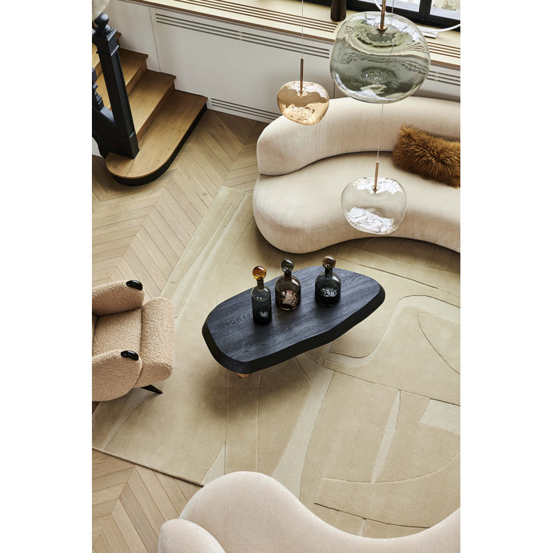 Collage Hand Tufted Wool Abstract Area Rug in Beige, Rectangle 6'7" x 9'10"