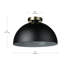 Plafonnier semi-encastré noir mat 1 lumière Kennily avec auvent décoratif or mat, ampoule incluse-1408794139
