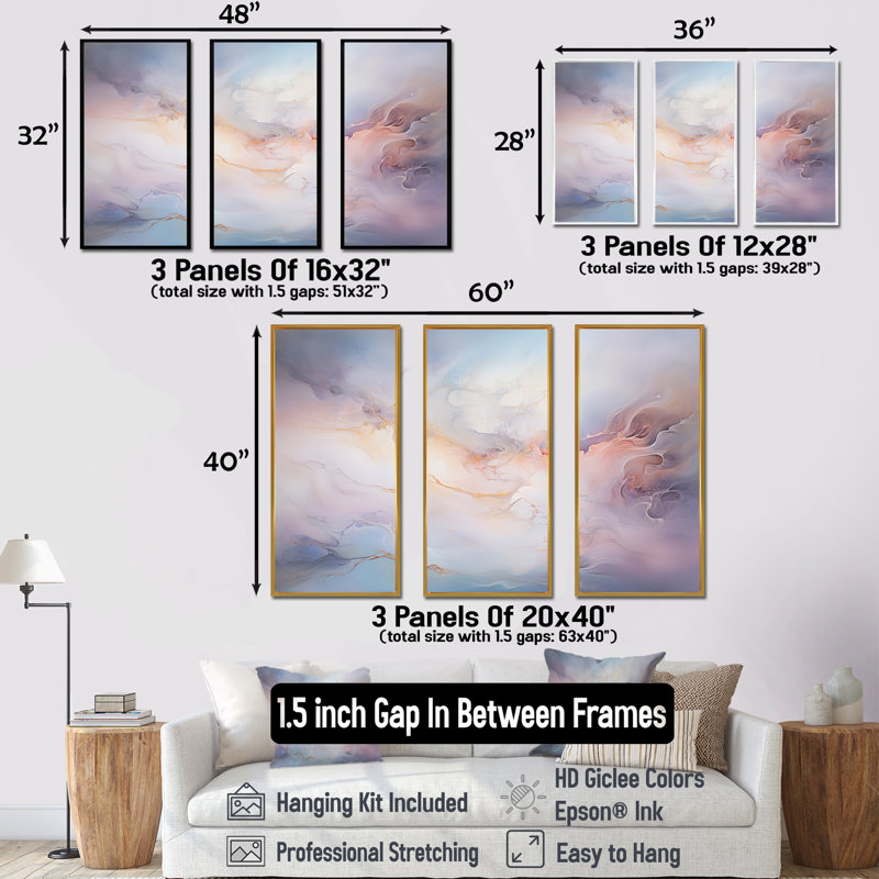«Lightning Pink Liquide Art Explosion», ensemble d'art sur toile Lightning, Cadre flottant doré, H 40 po x l 60 po x P 1 po