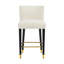 Tabouret de comptoir de 27 pouces au design moderne, tissu de couleur claire, repose-pieds circulaire doré et aspect luxueux pour une assise élégante-1024447201