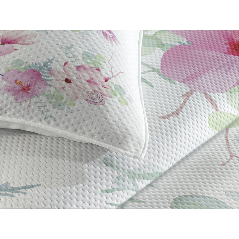 Coastal Polyester Floral Coverlet