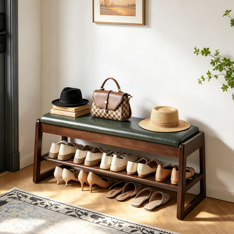 Banc de rangement en cuir Vegan