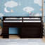 Lit mezzanine simple avec rangement peu encombrant, bois massif, finition espresso moderne