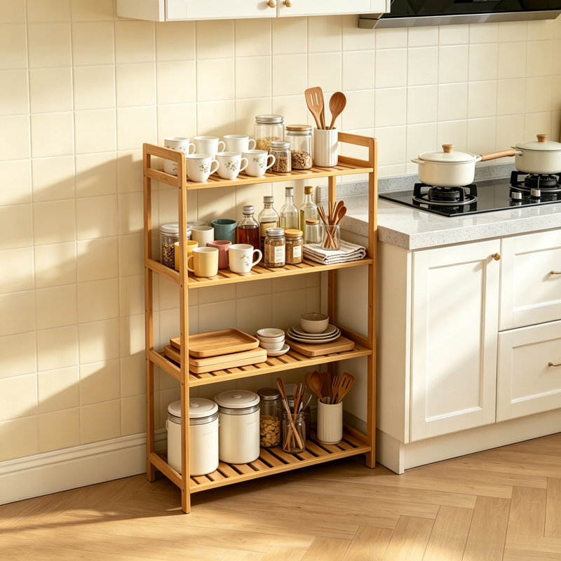 25cm W Bamboo / Rattan Shelving Unit