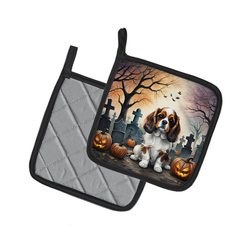 Paire de supports à casserole Cavalier Spaniel Spooky Halloween