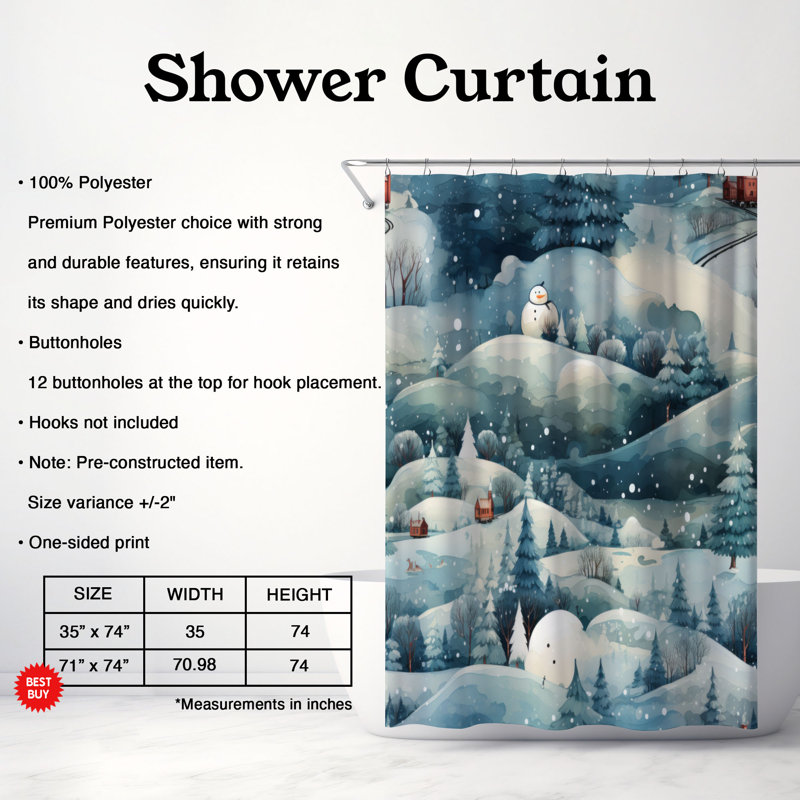 Rideau de douche Frosty Haven - Premium, H 74 po x l 71 po