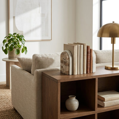 Serre-livres décoratifs en marbre à motif léopard pour étagères - Style moderne pour bureau ou bibliothèque - Ensemble de 2, 18 cm, ivoire et beige