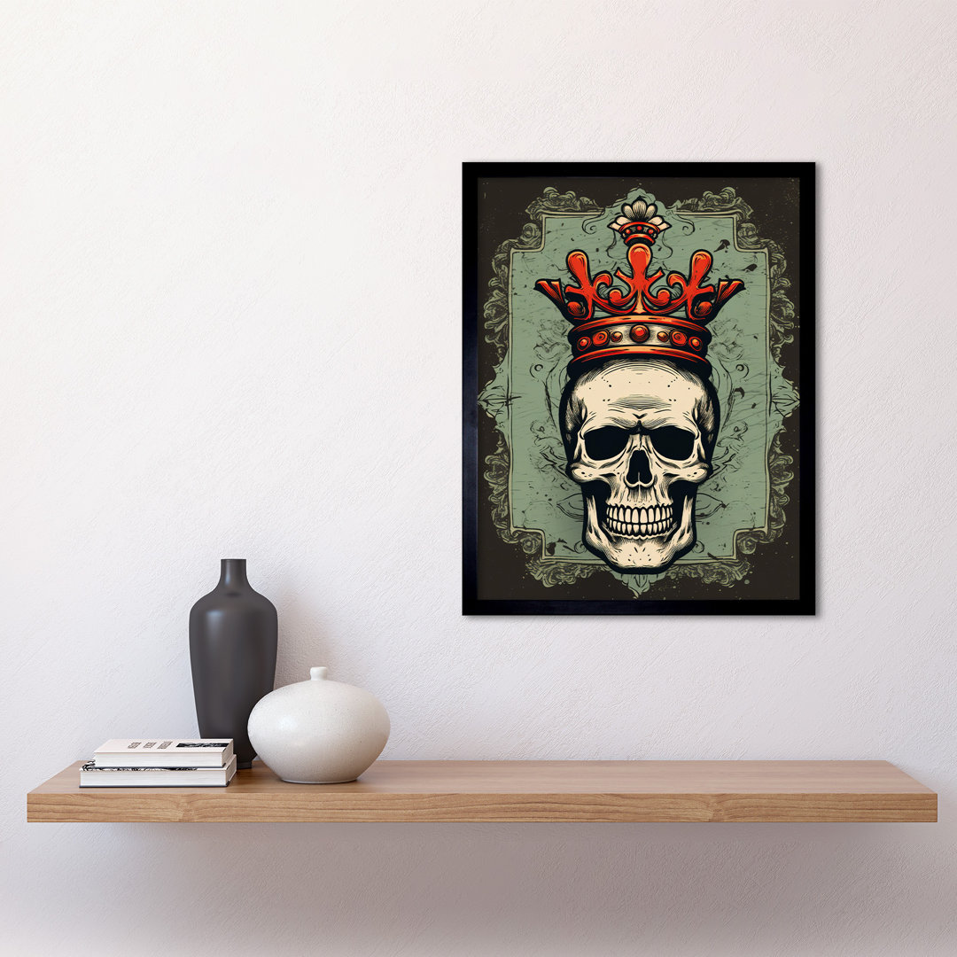 Articombe Skull Crown Art Nouveau Tattoo Ink Body Art Americana 50s - Single Picture Frame Print