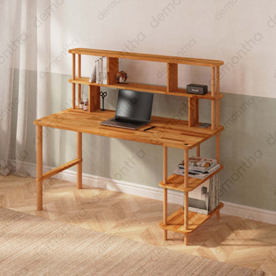 Ralph Solid Wood Writing Desk, Beech Wood Home Office Desk for Workspace