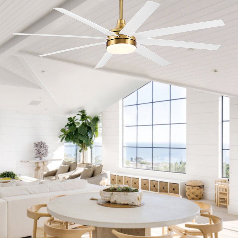 Jamii-Leigh 65/72/84 inch Large Indoor/Covered Outdoor Modern Ceiling Fan with Led Lights and Remote, 6-Speed, Reversible Quiet DC Motor, Timer, 8-ABS-Blade
