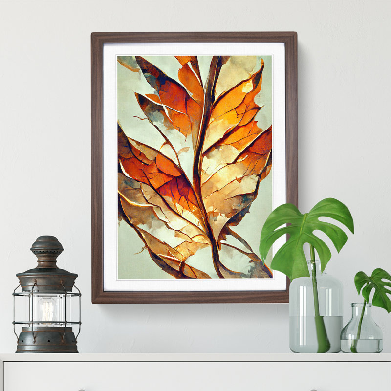 Abstract Autumn Leaf No.4 - Framed Print, 64cm H x 46cm W x 2cm D, Walnut