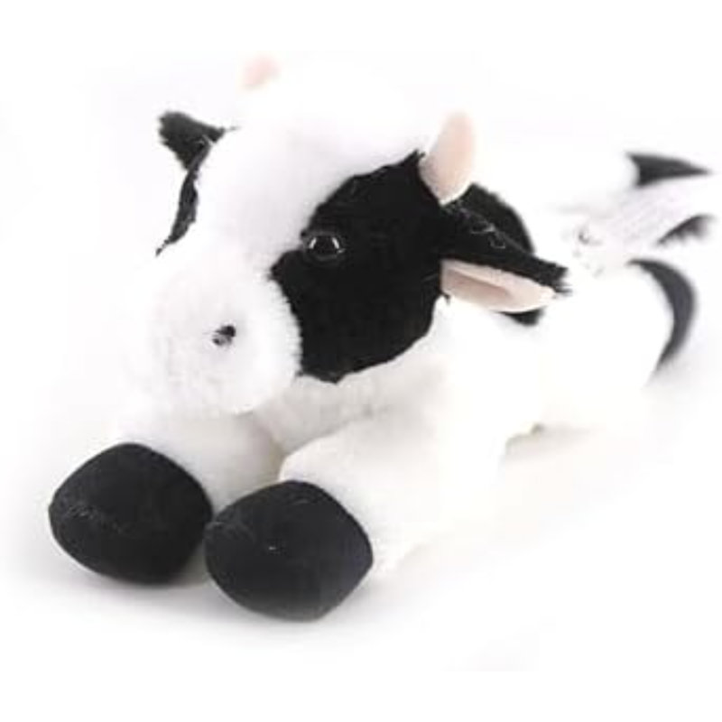 Peluche vache en peluche, cadeaux pour enfants, animaux sauvages Scoopz, peluche vache blanche, 8 pouces
