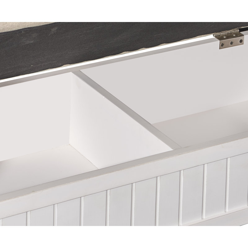 Banc de rangement à couvercle rabattable Filton, Blanc cassé