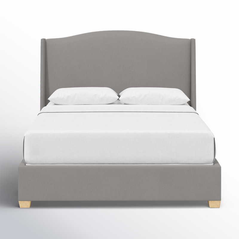 Allis Upholstered Wingback Bed, King, Classic Otter Performance Velvet