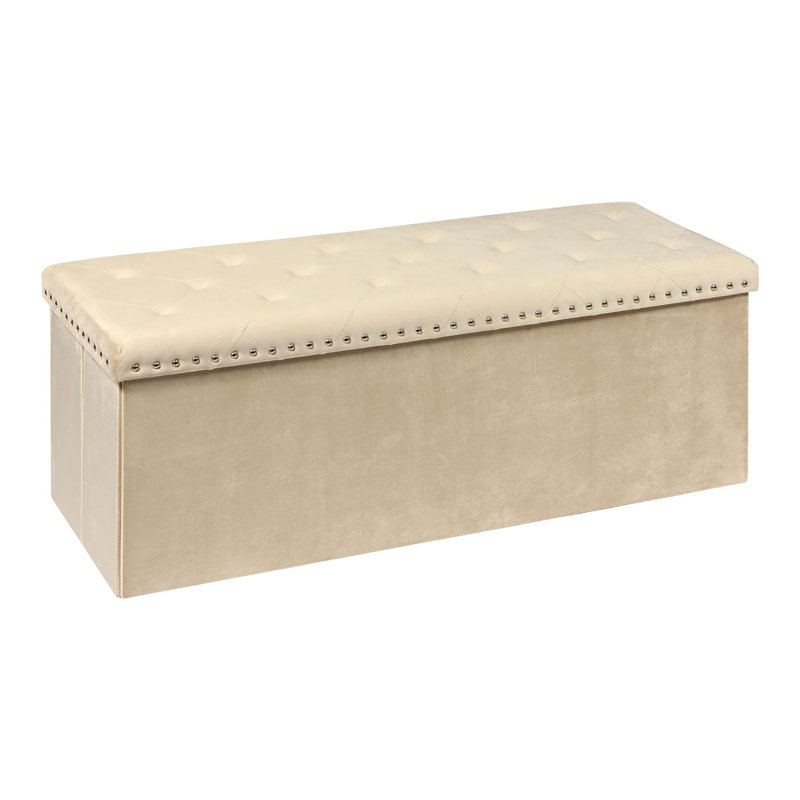 Banc de rangement avec repose-pieds pliant, Beige