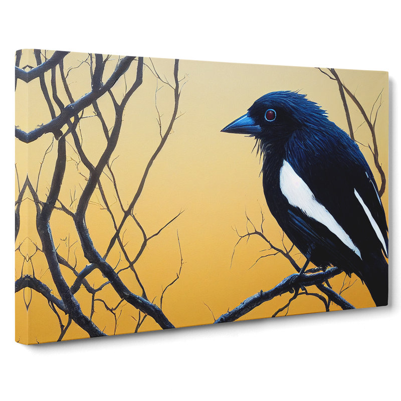 Lush Magpie Bird - Wrapped Canvas Painting, 35cm H x 50cm W x 3cm D