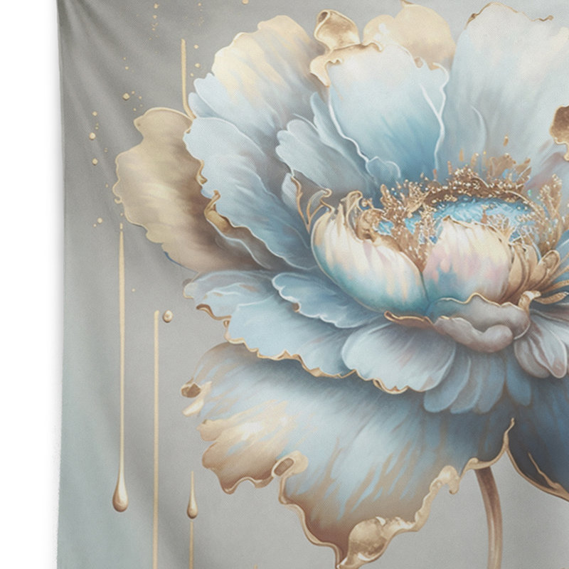 Chic Blue Blooming Flower I Polyester Tapestry, 50" H x 60" W