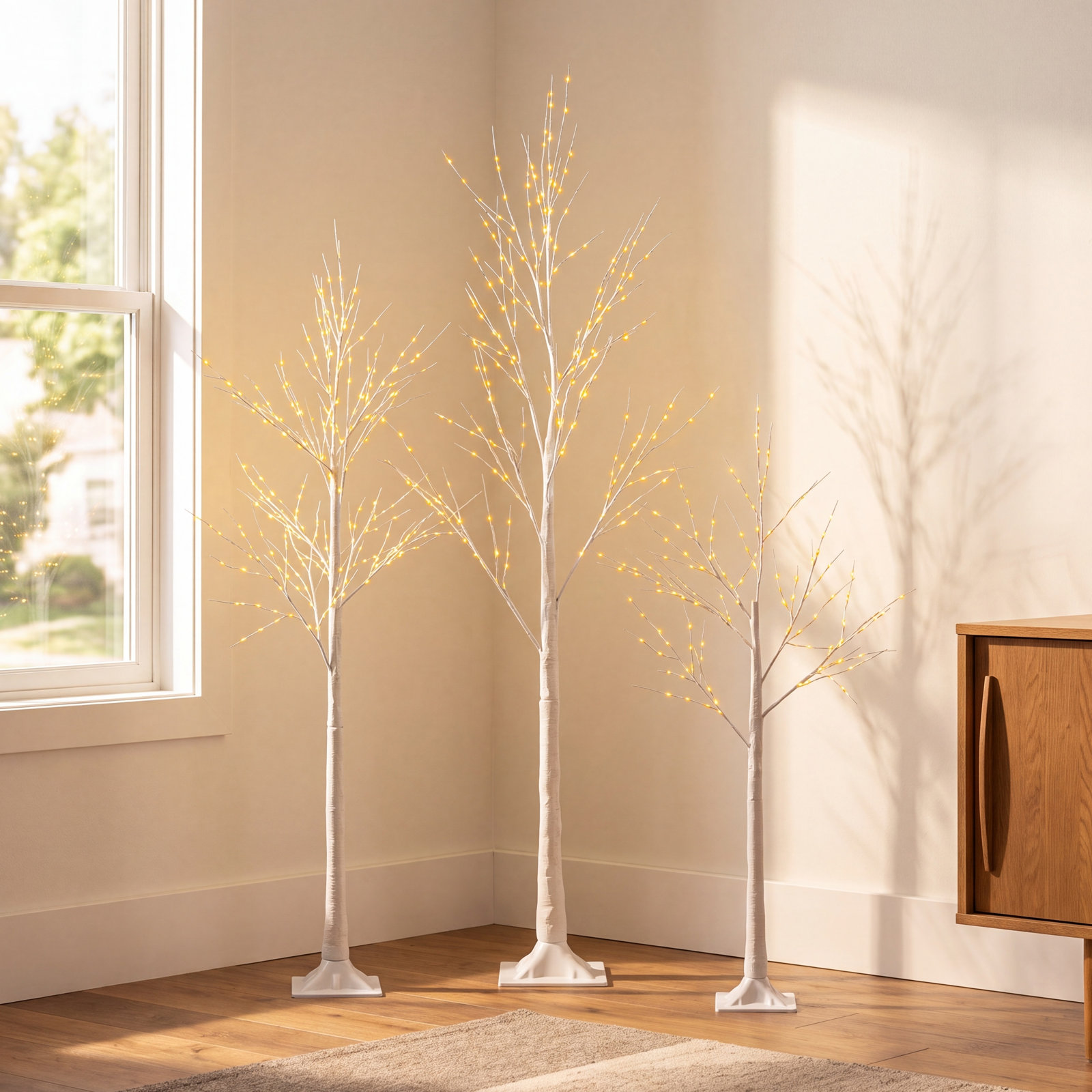 Integrated LED Pre-Lit Birch Tree Set