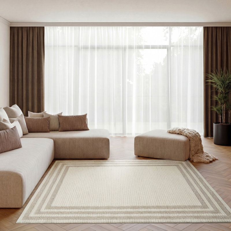  Tapis d'intérieur à poils longs ivoire à poils longs 5 pi 3 po x 7 pi 3 po Pacific, Ivoire/beige