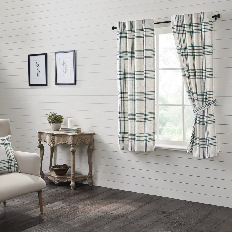 Panneau de rideau simple obscurcissant avec passe-tringle Cohe Gracie Oaks, Vert/blanc, L 36 po x H 63 po