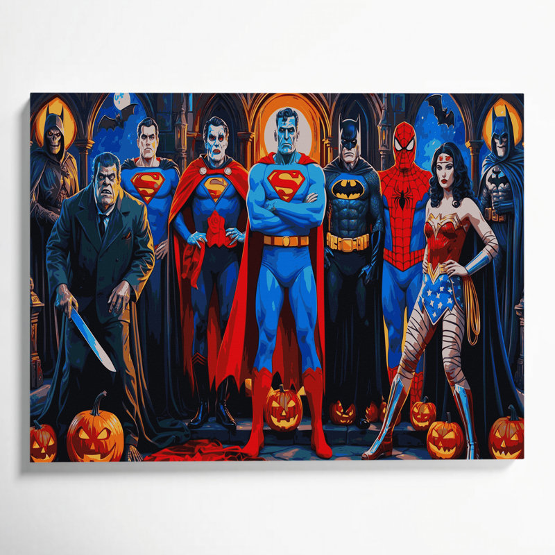 «Halloween Pop culture Halloween mashups», art mural sur toile mauve, 16" H x 20" W