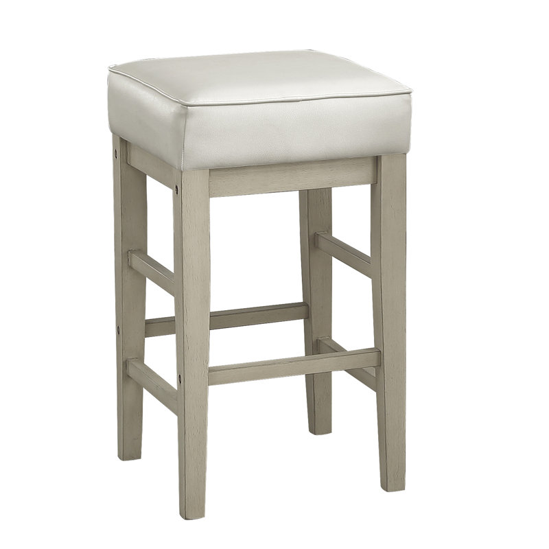24 po de hauteur, comptoir de 2 sièges en similicuir blanc, structure en bois massif, siège de 15,5 po de largeur et 2 chaises, siège en cuir, P peint en blanc, H 26 po