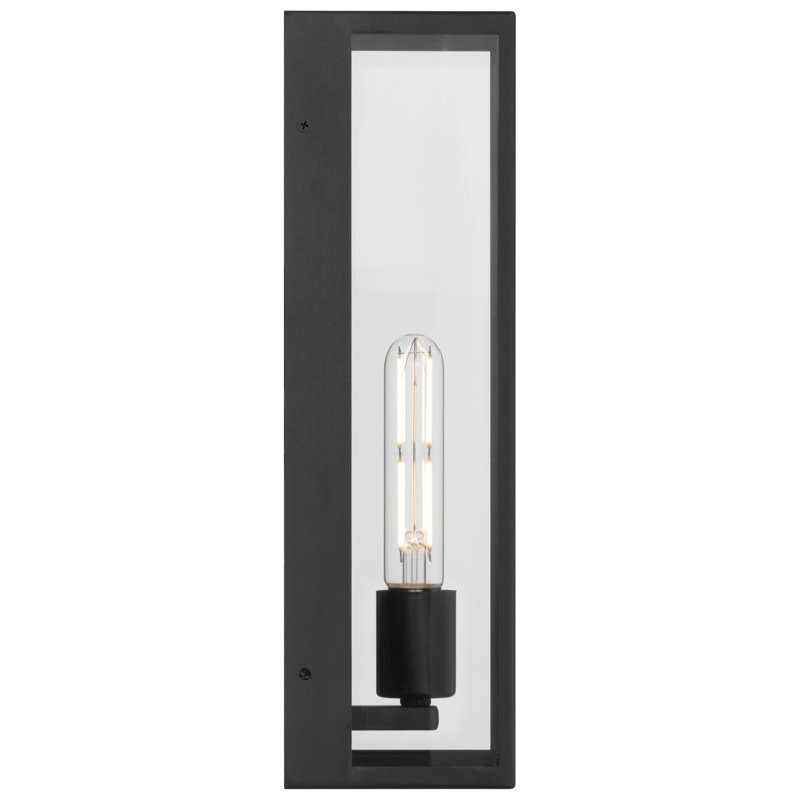Applique murale d'extérieur 1 lumière Chatham - Finition noire, 14.75" H x 5" W x 4.5" D, 1, 60