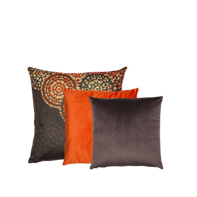 Hendrix Geometric Square Cushion, Orange/Brown