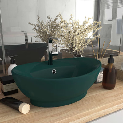 Belfry Bathroom Pearlene 390mm W Ceramic Oval Sink with Overflow