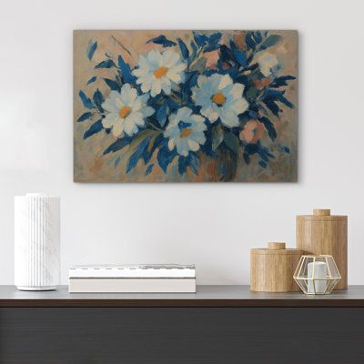 Reproduction d'art encadrée sur toile - Œuvre botanique florale rétro, décor rustique pour le salon