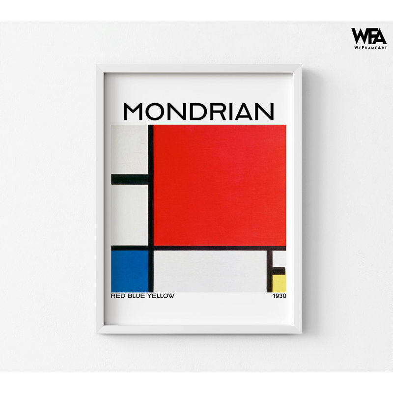 «Composition with Red - Blue - and Yellow 1930» par Piet Mondrian, reproduction d'art encadrée, impression d'art moderne