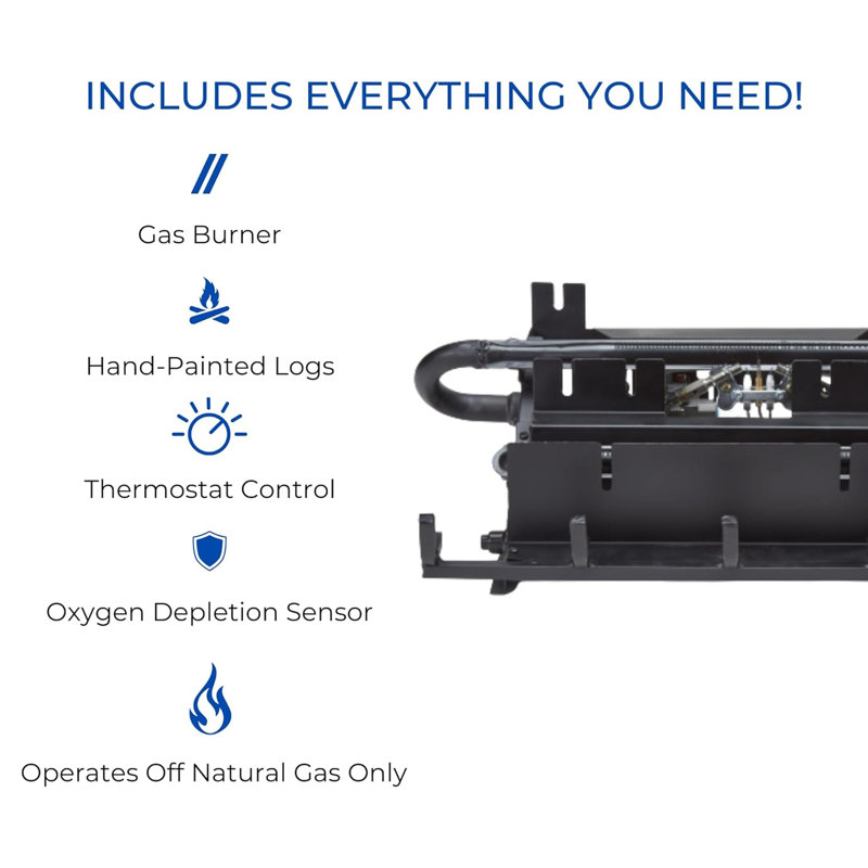 22'' W Ventless Natural Gas Fireplace Logs