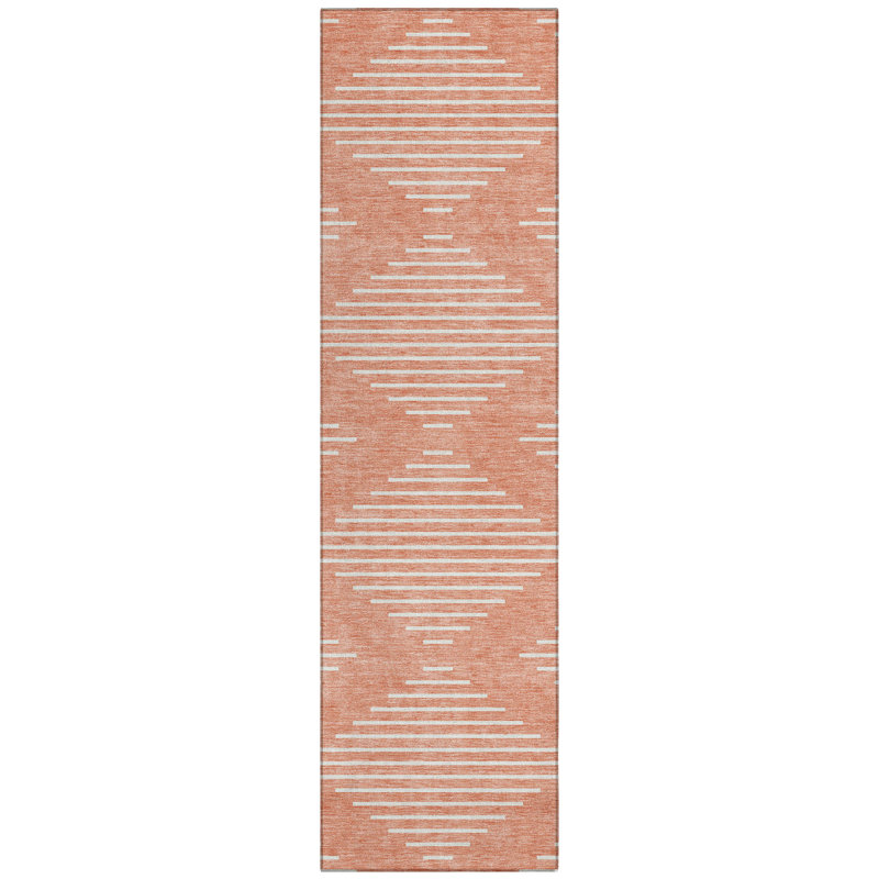 Velina Salmon Washable Indoor-Outdoor Rug - , 2'3" x 7'6"