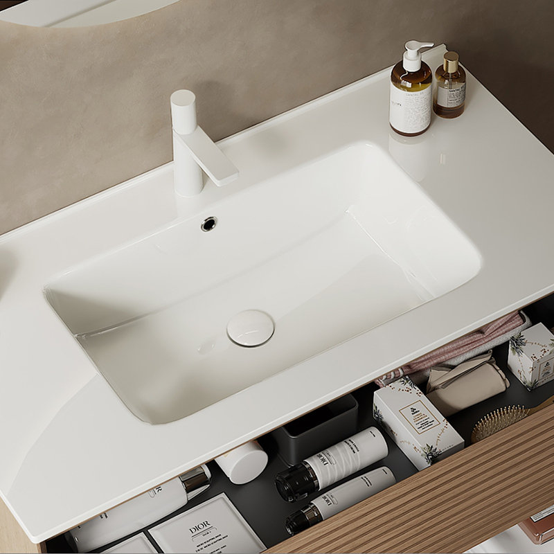Comptoir de salle de bain 36 po avec lavabo en céramique blanche, sans armoire