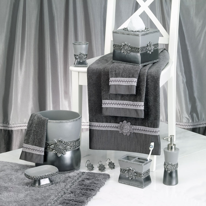 Granite Braided Medallion Resin Shower Curtain Hooks Set