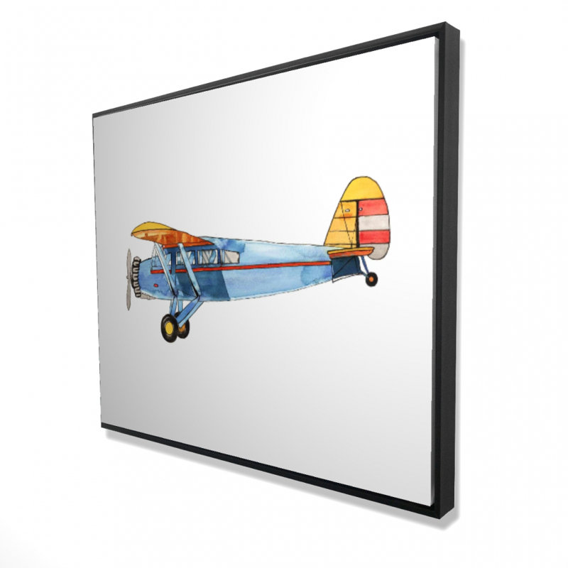 «Petit avion bleu» sur toile, H 16 po x l 48 po