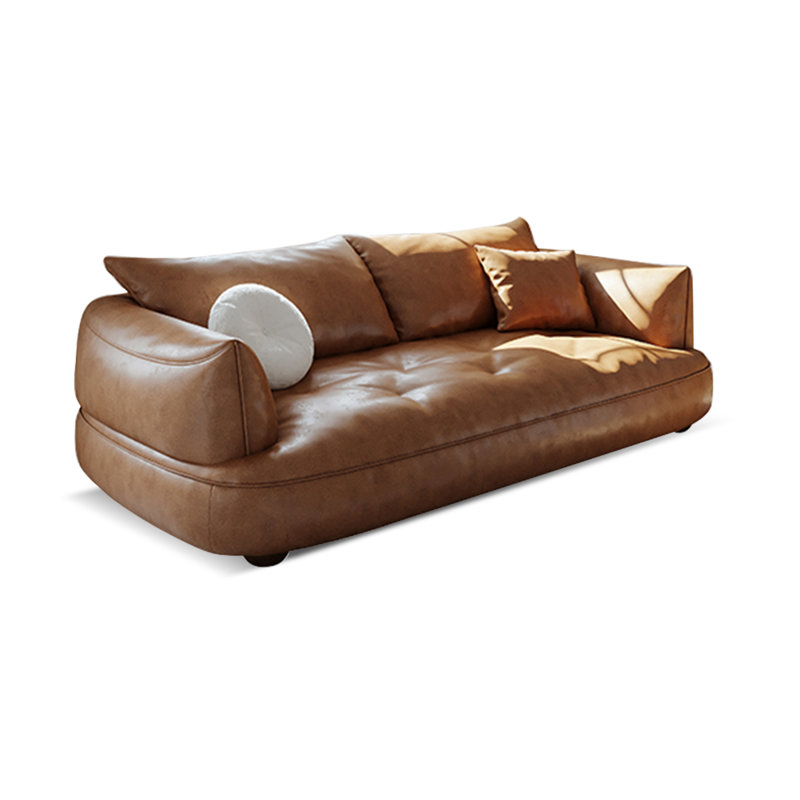 Coussin de canapé standard en cuir véritable brun, 2, H 31,5 po x l 74,8 po x P 42,52 po
