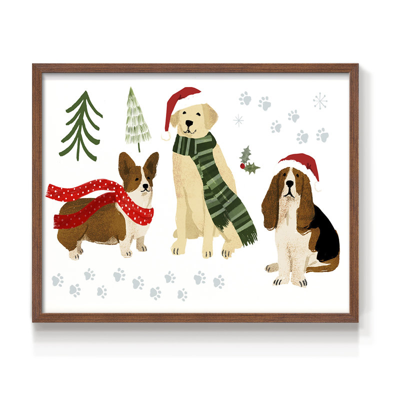 Holidogs Collection A -Framed Print - Restickable, Walnut, 11" H x 14" W