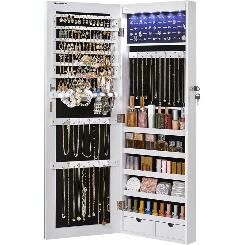 Armoire à bijoux avec miroir Nordic Hygge Orminda, Blanc