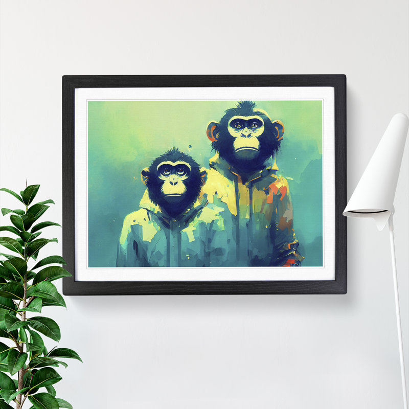 Two Cool Monkeys Abstract - Framed Print, Black Framed, 46cm H x 64cm W x 2cm D