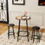 Ensemble de tables de bar 3 pièces élégantes avec tabourets de bar confortables, idéales pour les petits espaces et les espaces multiples, une table avec deux chaises pour la salle à manger
